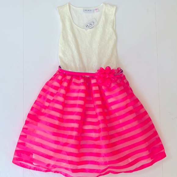 Children’s Place Sleeveless Neon Berry Dress, Size L (10-12) NWT